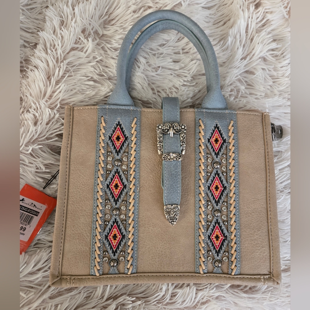 Montana West Aztec Beige and Blue Bag